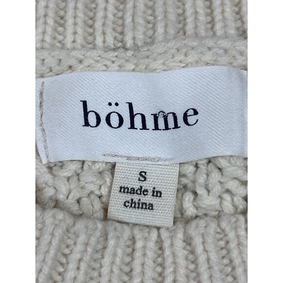 Bohme Floral Knit Sweater Vest S Cream Yellow Pullover Hippie Peasant Prairie - Picture 6 of 7